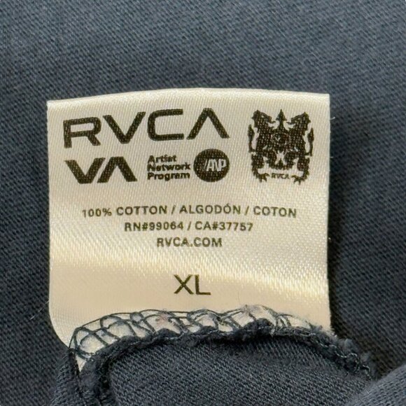 RVCA Artist Network T-Shirt Mens XL Blue Vintage Wash Graphic Logo Skater Tee - Picture 8 of 9